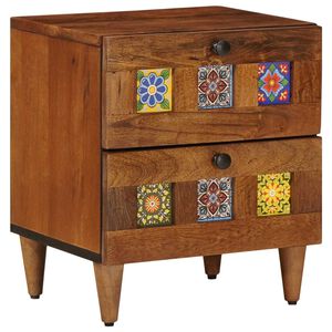 vidaXL Nattbordskap Brun 40 x 33 x 46 cm Massiv mango tre
