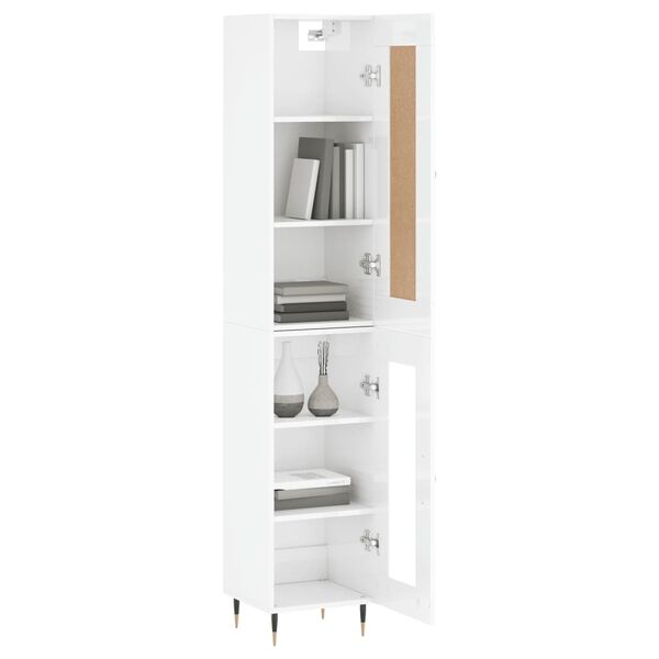 vidaXL Highboard h&oslash;yglans hvit 34,5x34x180 cm konstruert tre