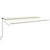 vidaXL Manuell uttrekkbar markise med LED 600x350 cm kremhvit