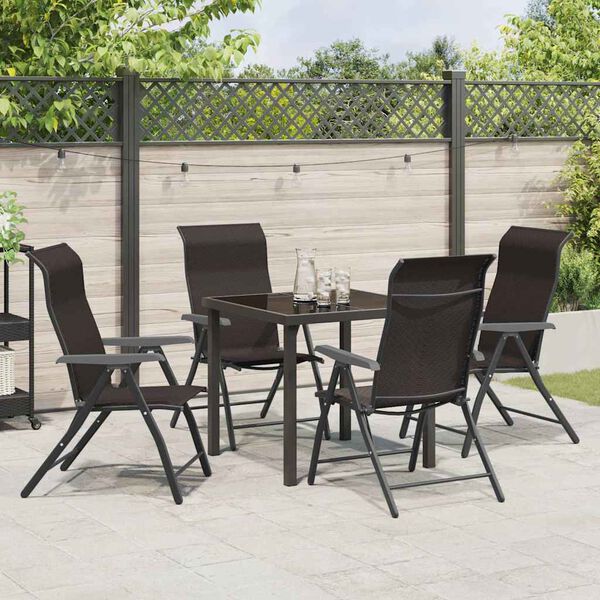 vidaXL Hage Spisegruppe 5 pcs Svart kaffe Poly rattan