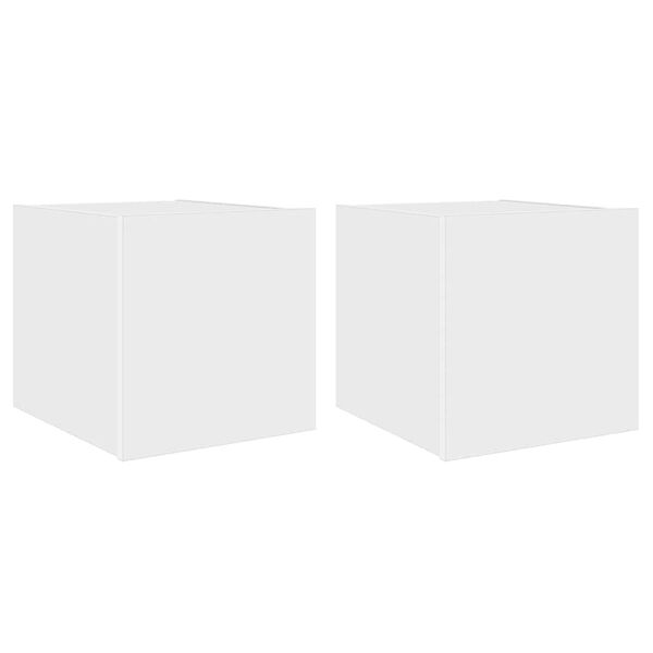 vidaXL Vegghengte TV-benker med LED 2 stk hvit 30,5x35x30 cm