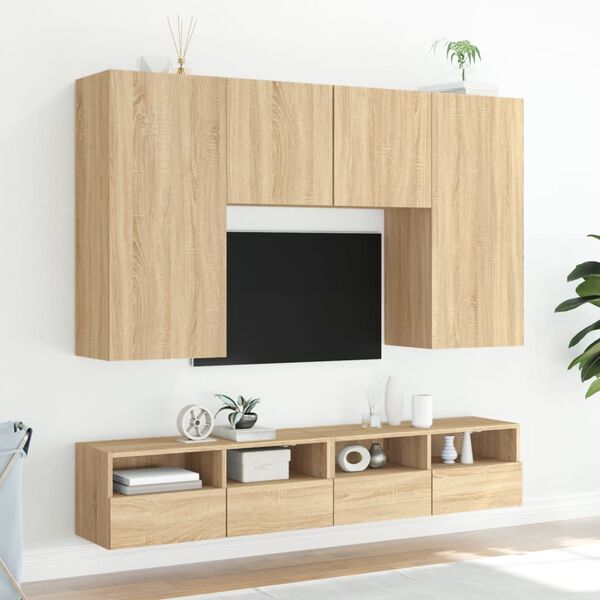 vidaXL Vegghengte TV-benker 2stk sonoma eik 100x30x30cm konstruert tre