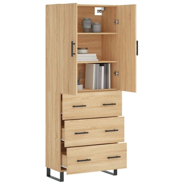 vidaXL Highboard sonoma eik 69,5x34x180 cm konstruert tre
