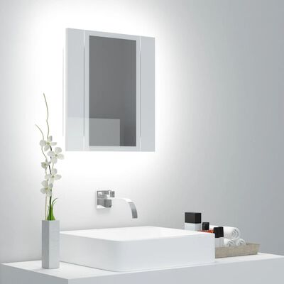 vidaXL LED-speilskap til baderom høyglans hvit 40x12x45 cm akryl