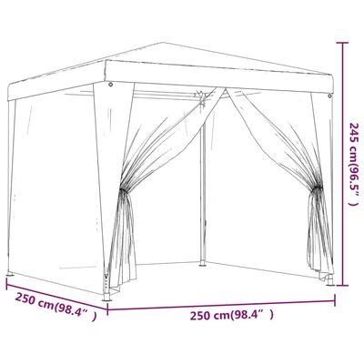 vidaXL Partytelt med 4 sidevegger av netting 2,5x2,5 m hvit