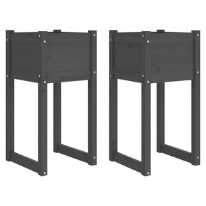vidaXL Plantekasser 2 stk gr&aring; 40x40x81 cm heltre furu