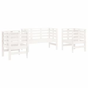 vidaXL Hagesofagruppe hvit 3 deler heltre furu
