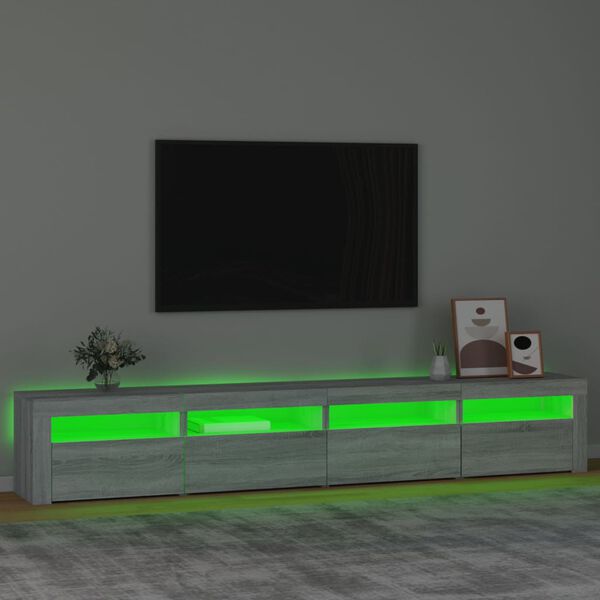 vidaXL TV-benk med LED-lys grå sonoma 240x35x40 cm