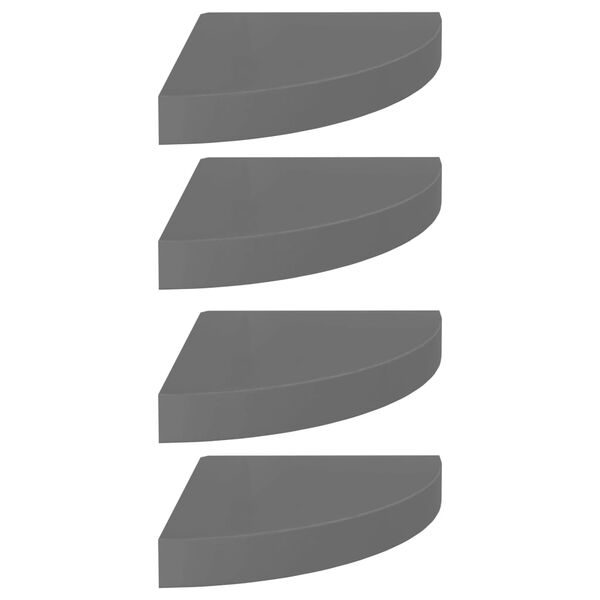 vidaXL Flytende vegghyller 4 stk h&oslash;yglans gr&aring; 25x25x3,8 cm MDF