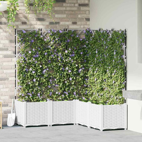 vidaXL Hageblomsterpotte 5 pcs Hvit 120 x 120 x 143 cm St&aring;l