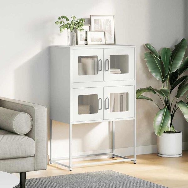 vidaXL Highboard Hvit 68x39x107 cm Stål