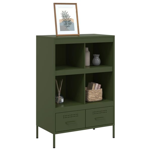 vidaXL Highboard olivengrønn 68x39x101,5 cm stål