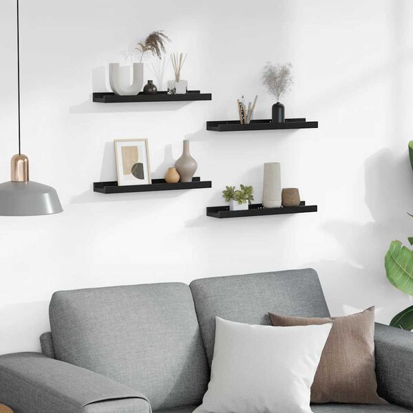 vidaXL Vegghyller 4 stk svart 40x9x3 cm