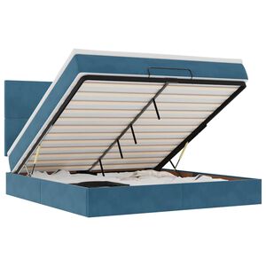 vidaXL Ottoman sengeramme med madrasser mørkeblå 180x200cm fløyel