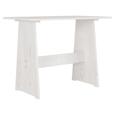 vidaXL Spisebord med benk hvit heltre furu