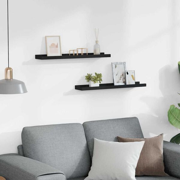 vidaXL Flytende vegghyller 2 stk svart 60x9x3 cm MDF