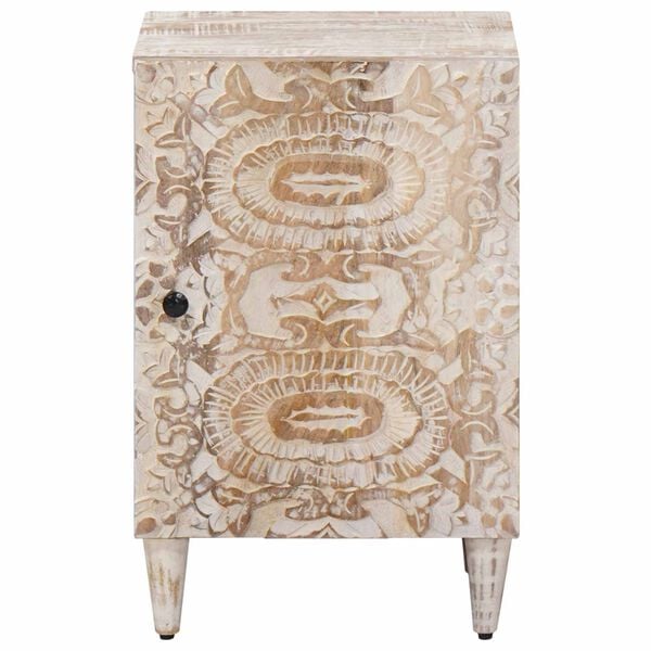 vidaXL Baderomsskap med d&oslash;r Hvit 38 x 33,5 x 58 cm Massiv mango tre