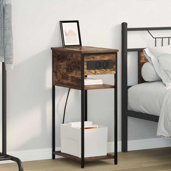 vidaXL Nattbordskap R&oslash;kt eik 41 x 28 x 76 cm Konstruert tre