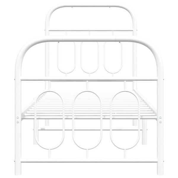 vidaXL Sengeramme i metall med hode- og fotgavl hvit 75x190 cm