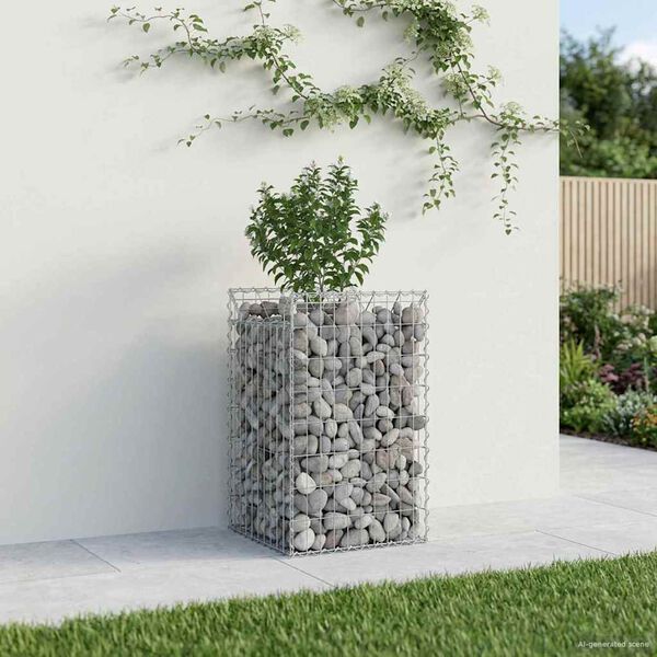 vidaXL Gabion hevet seng s&oslash;lv 50 x 50 x 80 cm Galvanisert St&aring;l