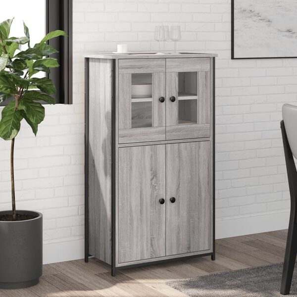 vidaXL Highboard gr&aring; sonoma 62x32x106,5 cm konstruert tre