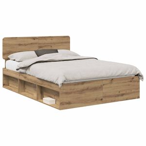 vidaXL Sengestamme Kunstnerisk Eik 150 x 200 cm Massiv furu