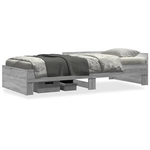 vidaXL Sengeramme gr&aring; sonoma 75x190 cm konstruert tre
