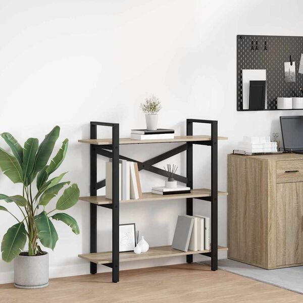 vidaXL Bokhylle Sonoma eik 100 x 33,5 x 102 cm Konstruert tre