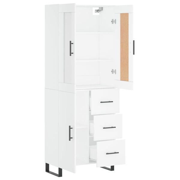 vidaXL Highboard hvit 69,5x34x180 cm konstruert tre