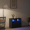 vidaXL LED sideboard 2 pcs Svart Eik 41 x 37 x 67 cm Konstruert tre