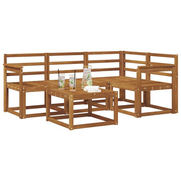 vidaXL Utend&oslash;rs sofa-sett 5 pcs Naturlig Solid akasietre