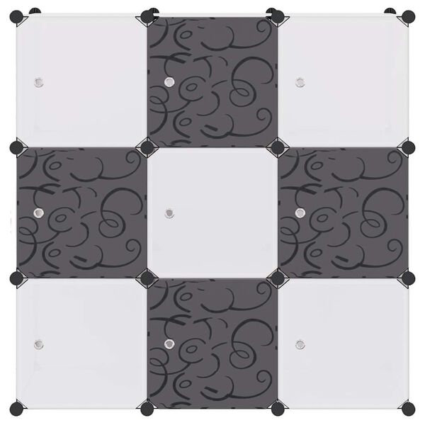 vidaXL Oppbevaringskube med 9 kamre svart og hvit