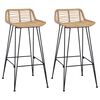 vidaXL Barstol 2 stk. Naturlig 44 x 45 x 76 cm Rattan og St&aring;l