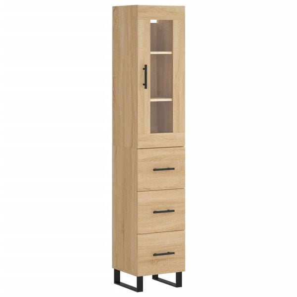 vidaXL Highboard sonoma eik 34,5x34x180 cm konstruert tre