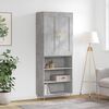 vidaXL Highboard betonggr&aring; 69,5x34x180 cm konstruert tre