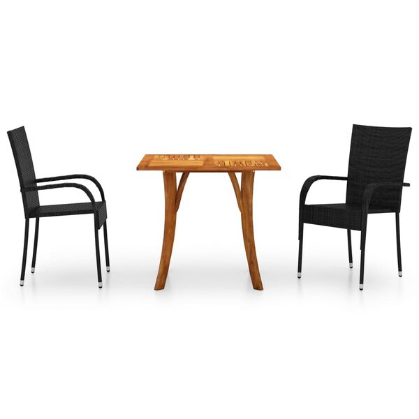 vidaXL Utend&oslash;rs spisestue 3 deler svart