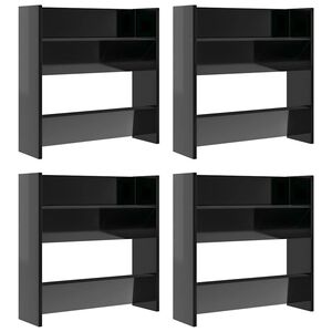 vidaXL Veggskoskap 4 stk h&oslash;yglans svart 60x18x60 cm konstruert tre