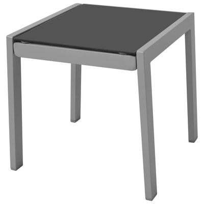 vidaXL Solsenger med bord aluminium svart