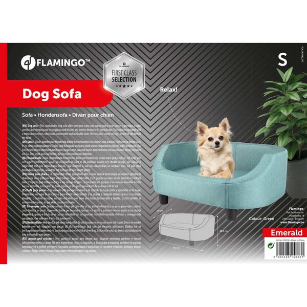 FLAMINGO Hundesofa Emerald gr&oslash;nn S 56x39x23,5 cm
