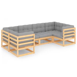 vidaXL Hagesofagruppe med puter 6 deler heltre furu
