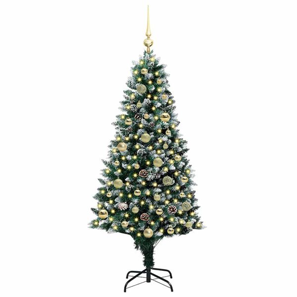 vidaXL Kunstig juletre med 150 LED grønn 150 cm PVC og Stål og Plast