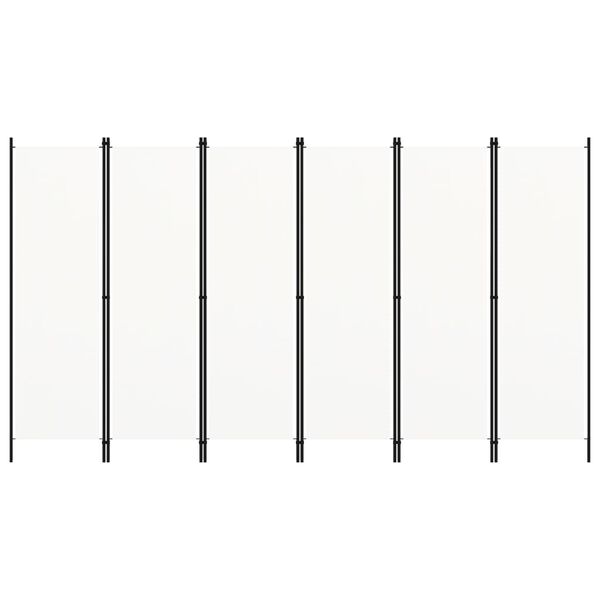 vidaXL Romdeler med 6 paneler hvit 300x180 cm
