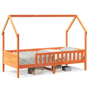 vidaXL Barneseng med tak voksbrun 90x190 cm heltre furu