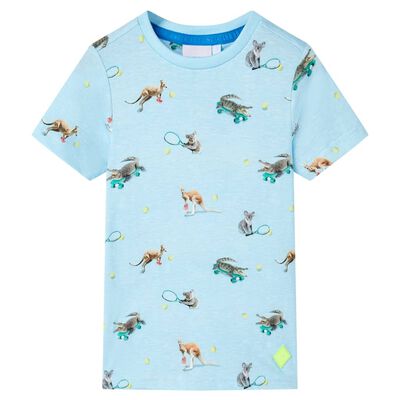 T-skjorte for barn lyseblå melert 92