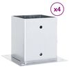 vidaXL Stolpebunner firkantet 4 stk s&oslash;lv 121x121 mm galvanisert st&aring;l