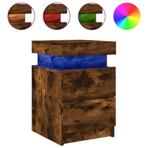 vidaXL Nattbord med LED r&oslash;kt eik 35x39x55 cm