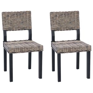 vidaXL Spisestuestol GENDT 2 stk. Kubu Rattan Svartvask