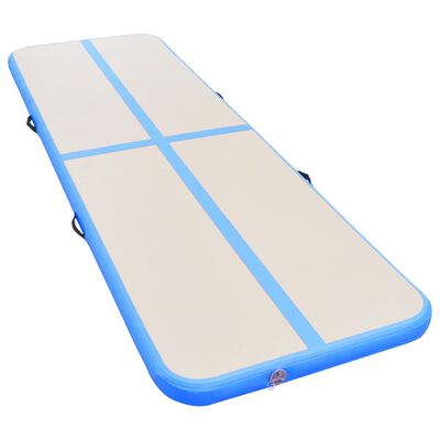 vidaXL Oppblåsbar gymnastikkmatte med pumpe 400x100x10 cm PVC blå