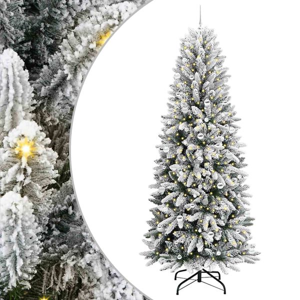 vidaXL Kunstig juletre med 300 LED Hvit 240 cm PVC, plast, st&aring;l og PE