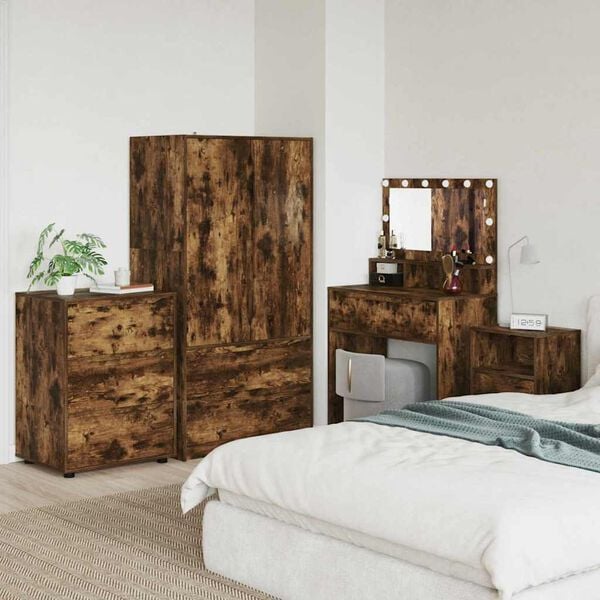 vidaXL Oppbevaringsskap R&oslash;kt eik 60 x 48 x 81 cm Konstruert tre